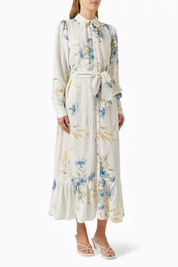 Buy byTiMo Blue Maxi Shirt Dress in Linen For Women Online | Ounass UAE