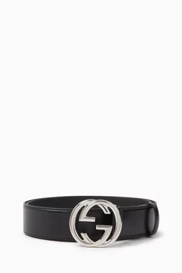 Buy Gucci Black Interlocking G Belt in Leather For Men Online Ounass UAE