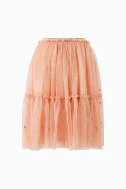 Buy Stella McCartney Orange Floral Embroidered Skirt in Tulle For Girls Online Ounass UAE