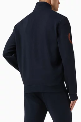 Buy Fred Perry Blue Laurel Wreath Sleeve Track Jacket in Cotton