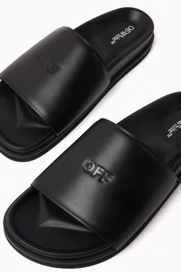Buy Off White Black Cloud Off Stamp Slides in Leather For Men Online Ounass UAE