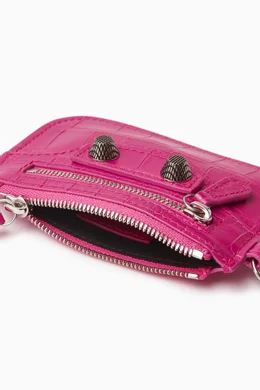 Buy Balenciaga Pink Le Cagole Coin Holder in Croc-embossed