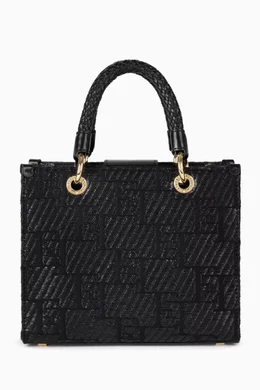 トートバッグ Elisabetta Franchi SMALL TOTE RAFIA JACQUARD Buy Elisabetta Franchi Black Small Tote Bag in Jacquard