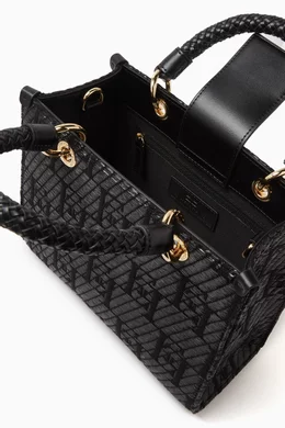 Buy Elisabetta Franchi Black Small Tote Bag in Jacquard
