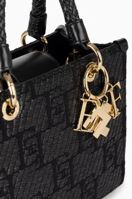 トートバッグ Elisabetta Franchi SMALL TOTE RAFIA JACQUARD Buy Elisabetta Franchi Yellow Small Tote Bag in Jacquard