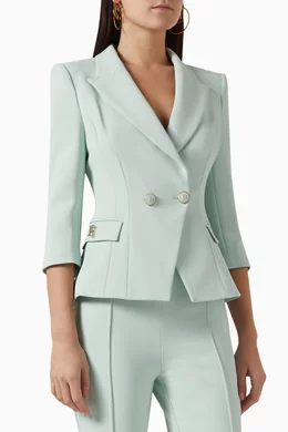Buy Elisabetta Franchi Blue Double breasted Blazer in Crepe For Women Online Ounass UAE