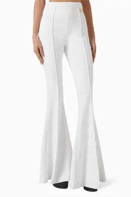 Buy Elisabetta Franchi White Charm Bell Bottom Pants in Stretch crepe For Women Online Ounass UAE