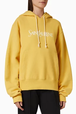 Buy SAINT LAURENT Yellow Logo Oversized Hoodie in Cotton fleece For Women Online Ounass UAE