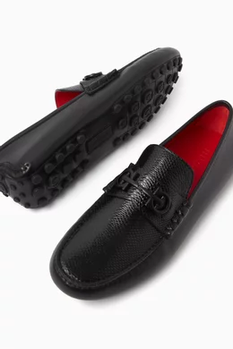 Buy Ferragamo Black Gancini Driver Shoes in Suede For Men Online Ounass UAE