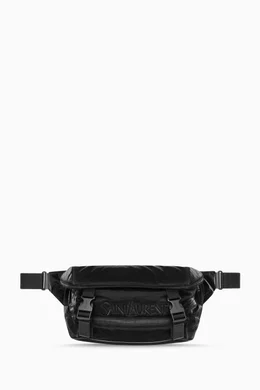 Buy SAINT LAURENT Black Logo Crossbody Bag in Silk-tech Canvas For