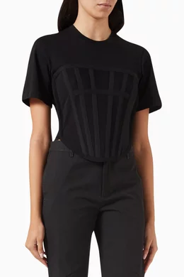 Buy Dion Lee Black Corset T-shirt in Organic Cotton-jersey