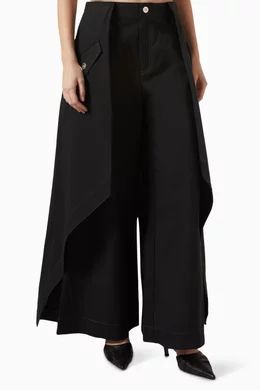 avalone LAYERED SKIRT BOX P-PANTS / 黒（Nylon flare layered
