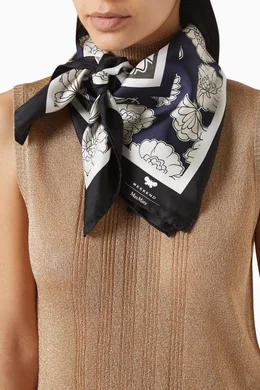 [Max Mara] Onesto Silk Scarf オネスト シルクスカーフ BLUE Max Mara] Onesto Silk Scarf オネスト シルクスカーフ BLUE
