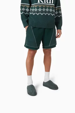 Buy Kith Green Monogram Slippers in Shearling For Men Online