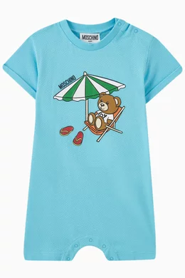 Buy Moschino Blue Printed Playsuit in Cotton For Baby Boys Online Ounass UAE