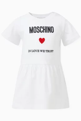 Buy Moschino White Logo Dress in Cotton For Baby Girls Online Ounass UAE