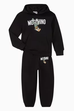 Buy Moschino Black Logo Hoodie in Cotton For Girls Online Ounass UAE