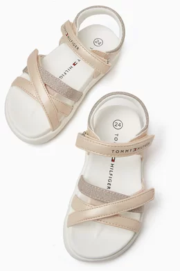 Buy Tommy Hilfiger Pink Logo Velcro Sandals in Faux Leather For Girls Online Ounass UAE