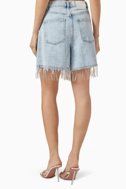 Buy Maje Blue Rhinestone fringe Shorts in Denim For Women Online Ounass UAE