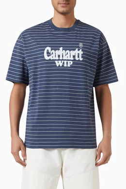 Buy Carhartt WIP Blue Spree Stripe T shirt in Cotton For Men Online Ounass UAE