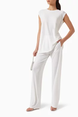Buy Norma Kamali White Straight leg Sweatpants in Lycra For Women Online Ounass UAE