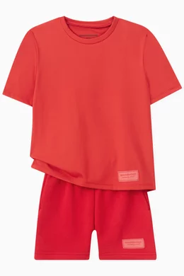 Buy The Giving Movement Red Logo Lounge Shorts in Organic Cotton blend For Boys Online Ounass UAE