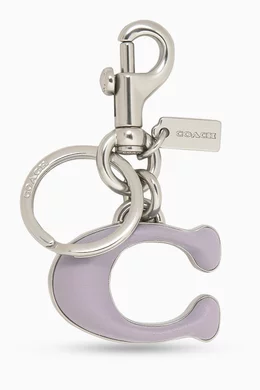 Buy Coach Purple Signature Bag Charm in Leather and Metal