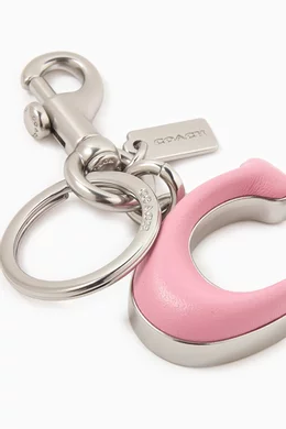 Buy Coach Pink Signature Bag Charm in Leather and Metal For