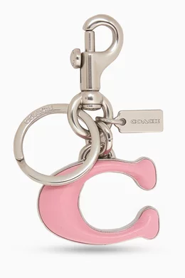 Buy Coach Pink Signature Bag Charm in Leather and Metal For