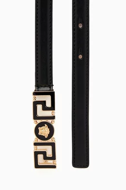 Buy Versace Black La Greca Belt in Leather For Women Online