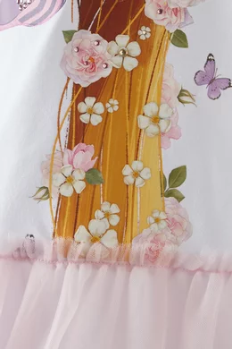 Buy Monnalisa White Rapunzel Dress in Cotton Jersey For Girls Online Ounass UAE