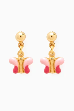 Girl Earrings Princess 14k Yellow Gold Princess Crown CZ Children