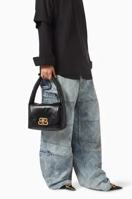 Buy Balenciaga Black Small Monaco Sling Bag in Leather For