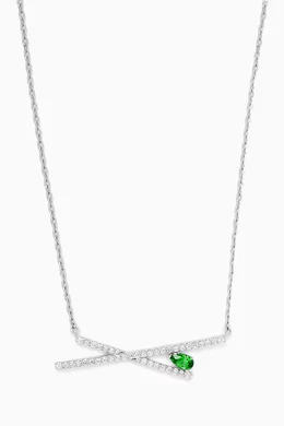 Buy NASS Green Criss Cross Emerald Diamond Pendant in 18kt White Gold For Women Online Ounass UAE