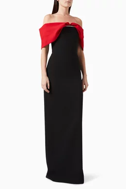 Buy NASS Black Off Shoulder Straight Gown in Crepe For Women Online Ounass UAE