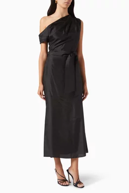 Buy Elliatt Black Finesse One shoulder Midi Dress For Women Online Ounass UAE