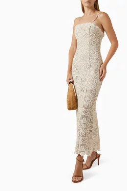 Buy Elliatt White Dreamer Midi Dress in Lace For Women Online Ounass UAE