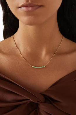 Buy David Yurman Yellow Petite Pave Bar Necklace in 18kt Yellow Gold with Emeralds For Women Online Ounass UAE