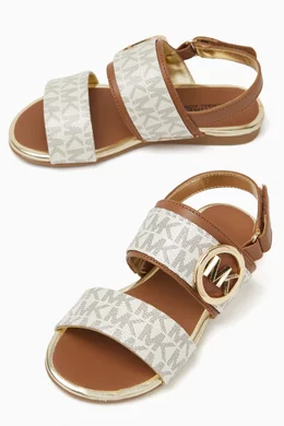 Buy Michael Kors Kids Gold Sydney Kenzie Sandals in Canvas For Girls Online Ounass UAE