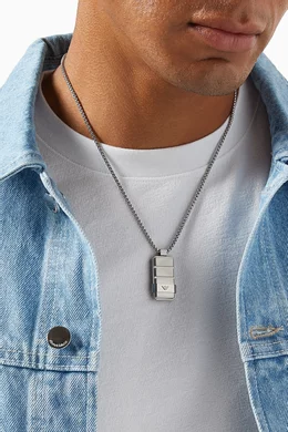 Buy Emporio Armani Silver Dog Tag Necklace in Stainless Steel For Men Online Ounass UAE