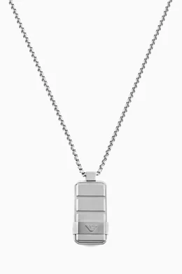Buy Emporio Armani Silver Dog Tag Necklace in Stainless Steel For Men Online Ounass UAE