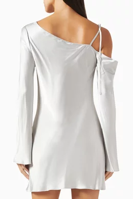shona joy sofia asymmetrical mini dress Buy Silver in Viscose Blend For Women Online dress_type_Scoop Neck Dry clean only Back Color:Custom Color( Special instructions For Seller) Satin Asymmetric Draped Neckline