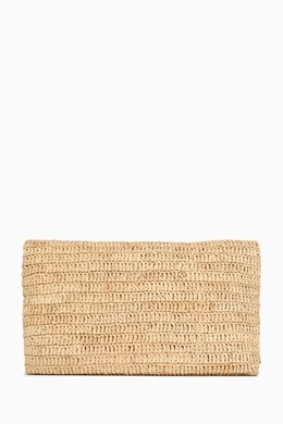 Buy SAINT LAURENT White Large Cassandre Envelope Pouch in Raffia For Women Online Ounass UAE