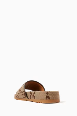 Buy Gucci Neutral Maxi GG Slide Sandals in Canvas For Men Online Ounass UAE