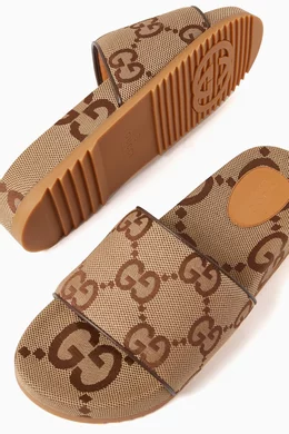 Gucci women's canvas slide sandals outlet