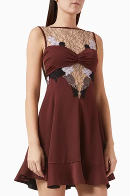 Buy Nafsika Skourti Brown Luna Embroidered lace Mini Dress For Women Online Ounass UAE