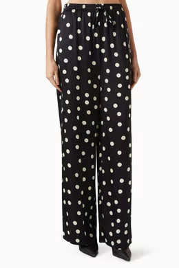 Buy Stella McCartney Black Polka dot Wide leg Pants in Viscose For Women Online Ounass UAE