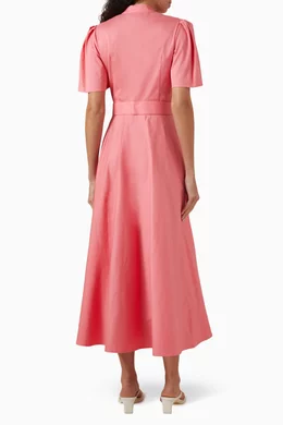 Buy Leo Lin Pink Bianca Midi Dress in Cotton For Women Online | Ounass UAE