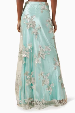 Buy Marques Almeida Green Embellished Tulle Maxi Skirt in Satin For Women Online Ounass UAE