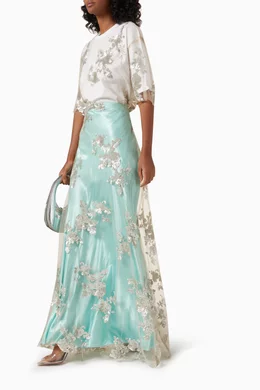 Embellished tulle maxi skirt sales